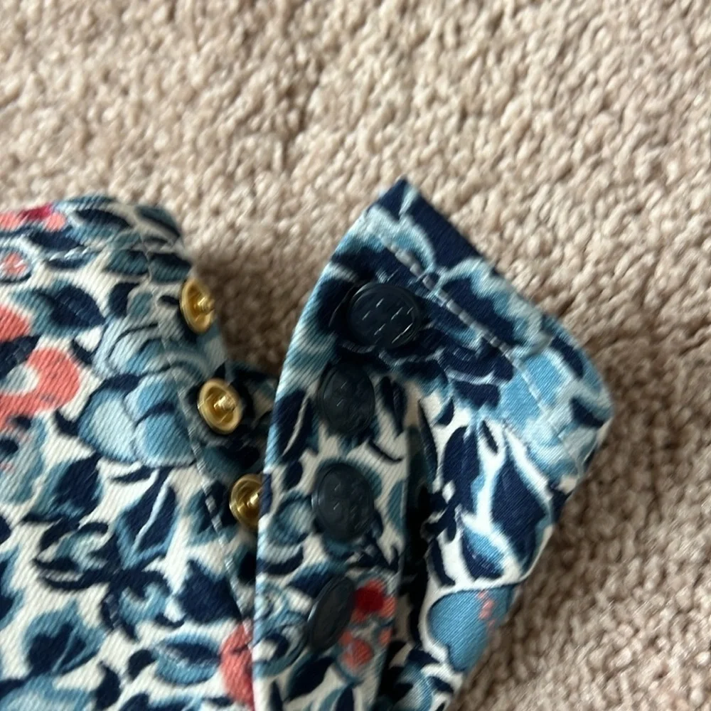 Tory Burch Emmy Ankle Skinny Jeans Blue Lake Kyoto Floral Print